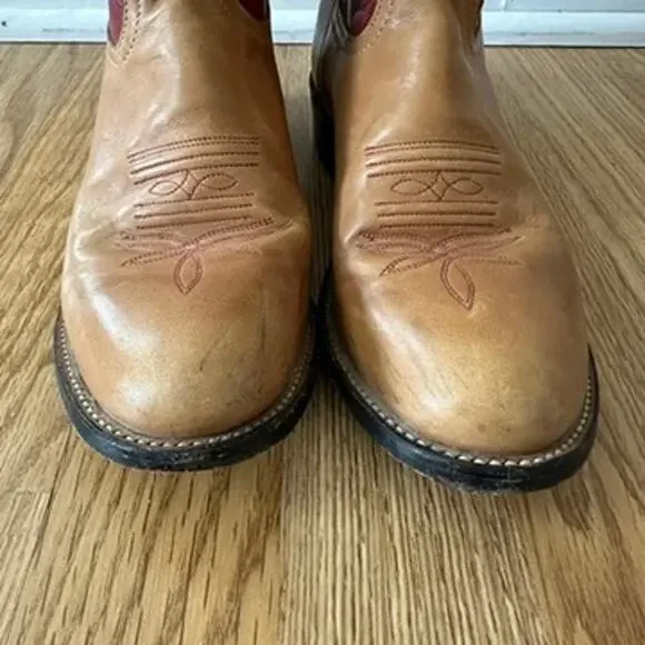 Tony Lama Leather Cowboy Boots Womens 6.5M Embroidered Western Boho Red Brown - Picture 5 of 11